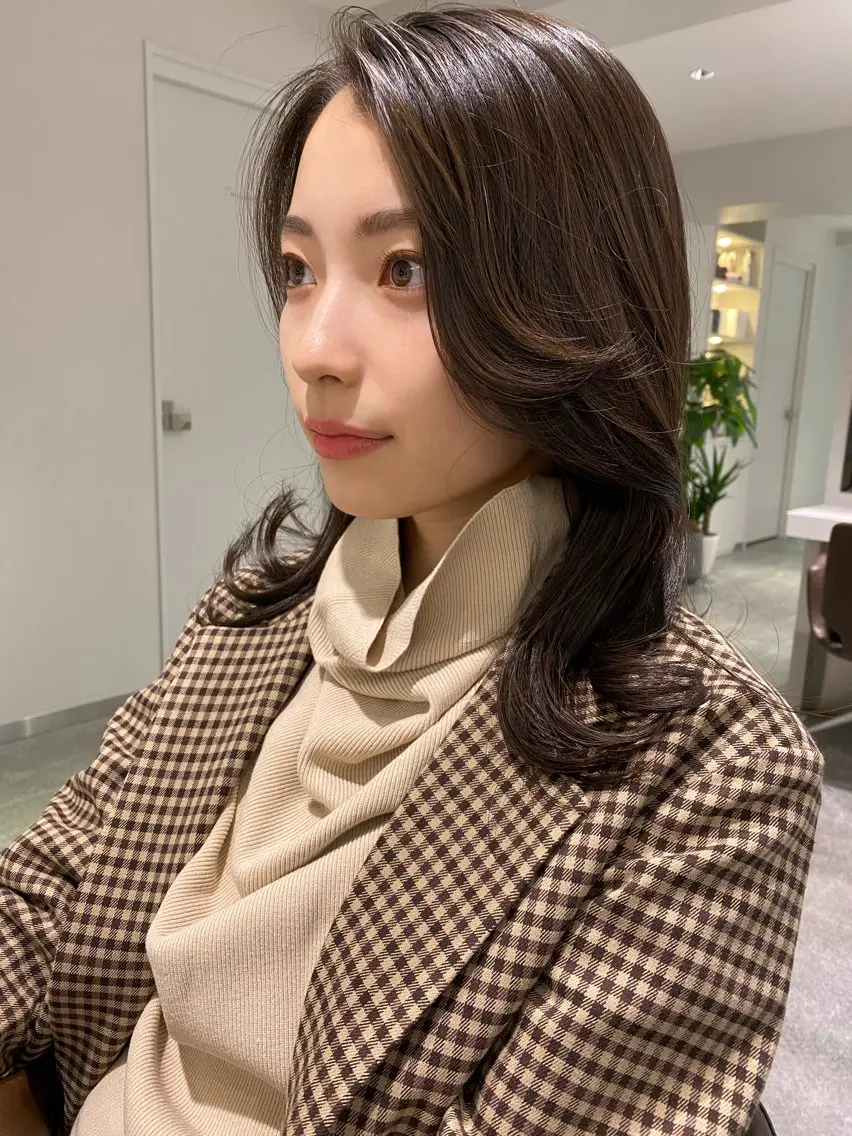 ミディアム カット ヘアカラー トリートメント 韓国風/髪質改善/ ナガヤアキラのヘアスタイル