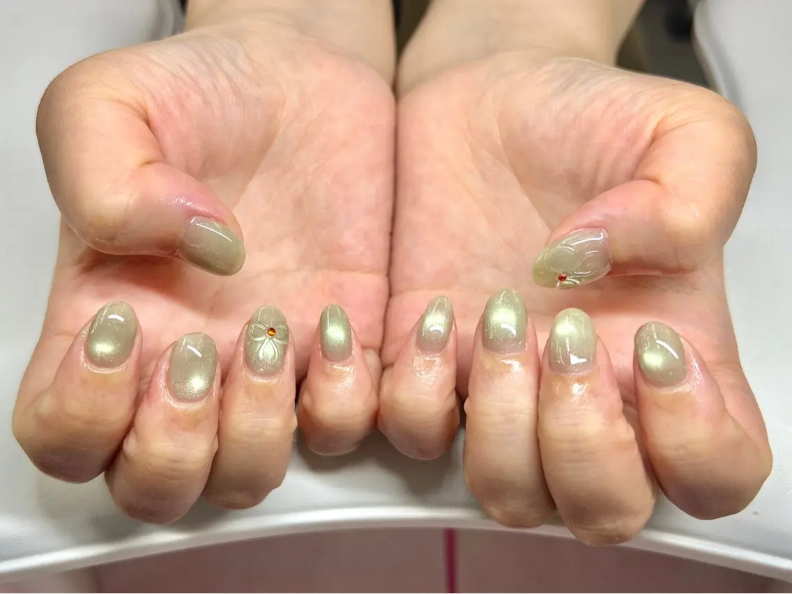 ネイル ボルドー ブラウン チークネイル ドット フットネイル ハンドネイル VAN NAIL SALON海老名店のネイルデザイン