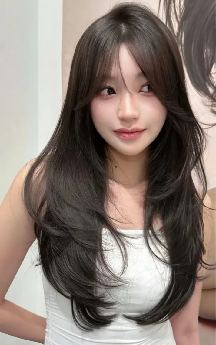 ロング カラー ブリーチ ケアカラー ブリーチなしカラー 髪質改善 韓国風ヘア カット ヘアカラー トリートメント ヘアセット 韓国風レイヤーカラー ライムのヘアスタイル