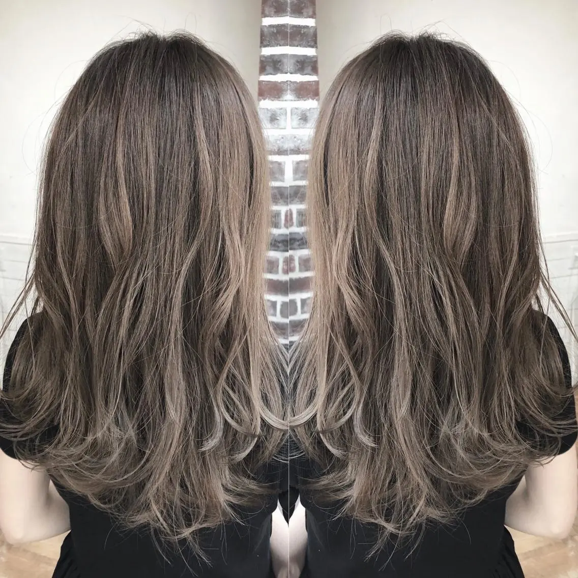 セミロング カラー アッシュ ブリーチ ケアブリーチ 透明感カラー ハイライトカラー ヘアカラー トリートメント 木下大地 HAIR Oneのヘアスタイル