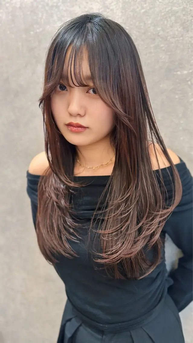 ロング カラー カット ヘアカラー レイヤーダブルカラー KYONのヘアスタイル