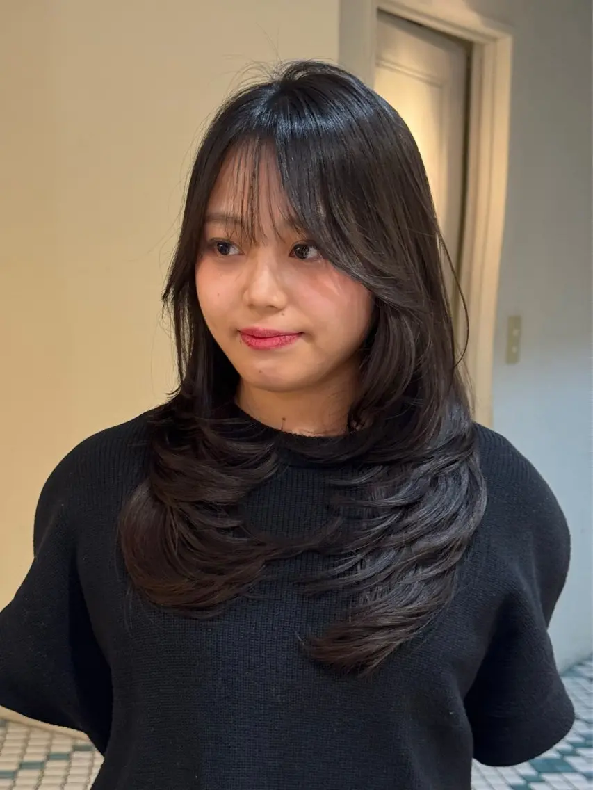 ロング カラー カット ヘアカラー ワンカールで盛れる レイヤー🎀Macoのヘアスタイル