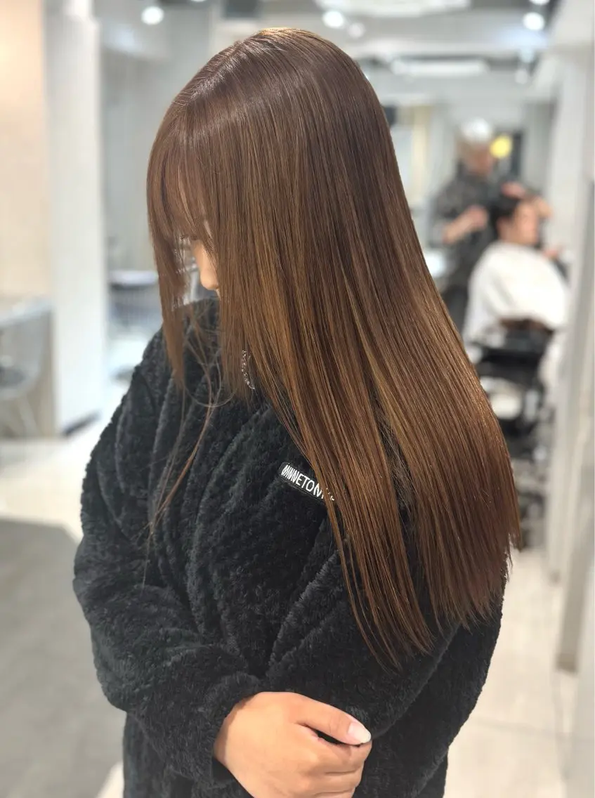 ロング カラー ヘアカラー 韓国風ハッシュカット 似合わせレイヤー池袋のヘアスタイル
