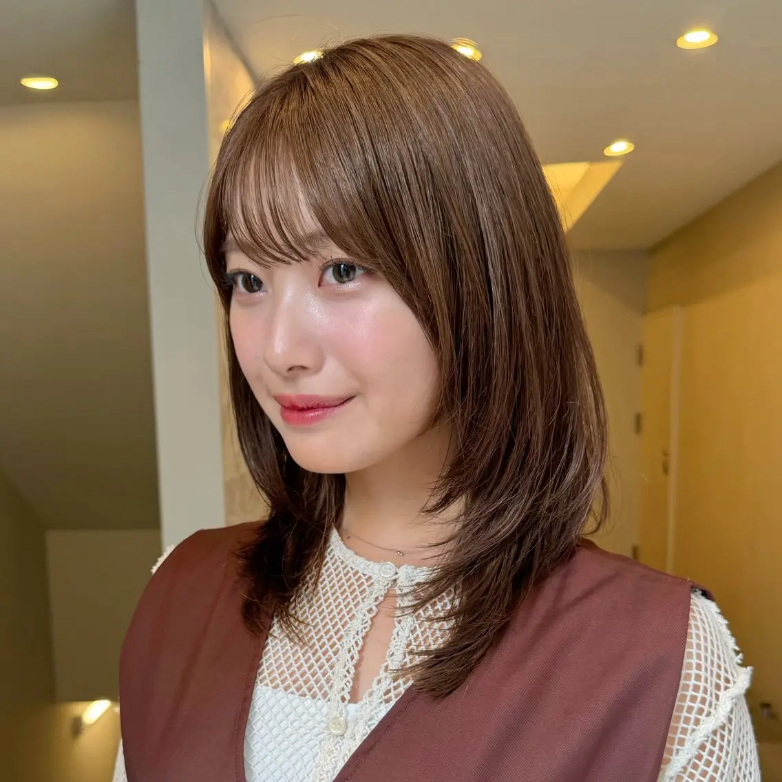 ミディアム カラー 顔周りレイヤー꙳⋆ ミディアム⌇SAKIのヘアスタイル