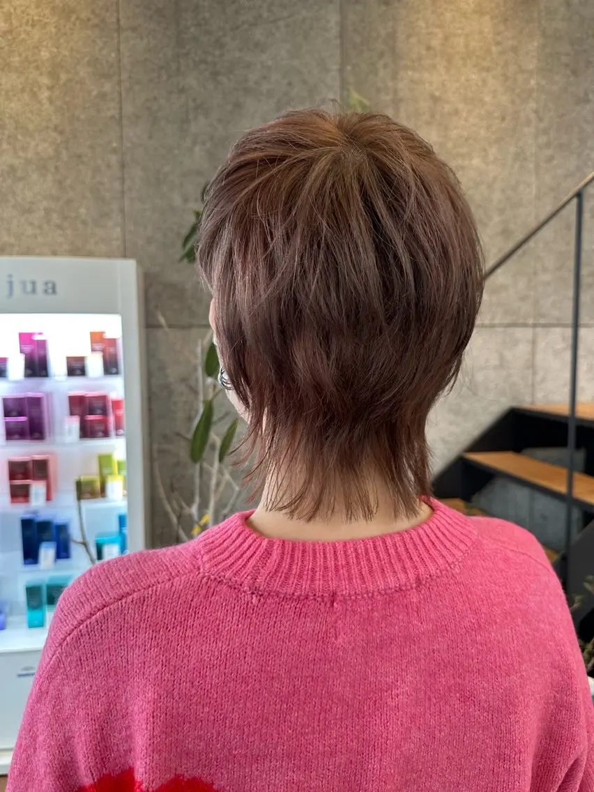 ショート ピンクブラウン マレットヘア ウルフカット 髪質改善🌈 tomomiのヘアスタイル