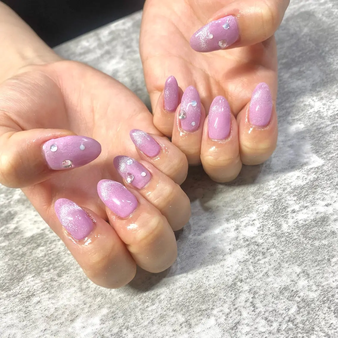 ネイル フレンチネイル マグネットネイル マグネットフレンチ ピンク パープル ハンドネイル ★Rinail... .のネイルデザイン