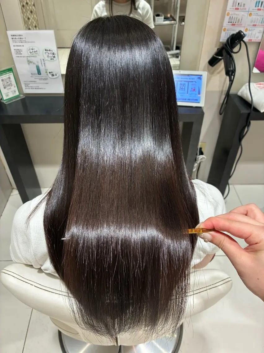 ロング ボブ 顔周りカット 髪質改善 縮毛矯正 トリートメント 縮毛矯正 トリートメント 🧡髪質改善💛 🌸SAKURA🌸のヘアスタイル