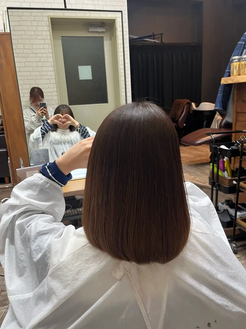 ミディアム ボブ 縮毛矯正 古川 千夏のヘアスタイル