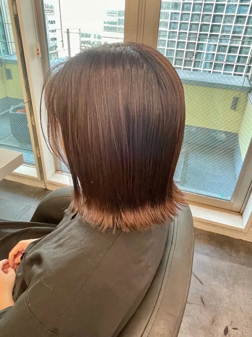ミディアム ピンクブラウン カット ヘアカラー いとう このみのヘアスタイル