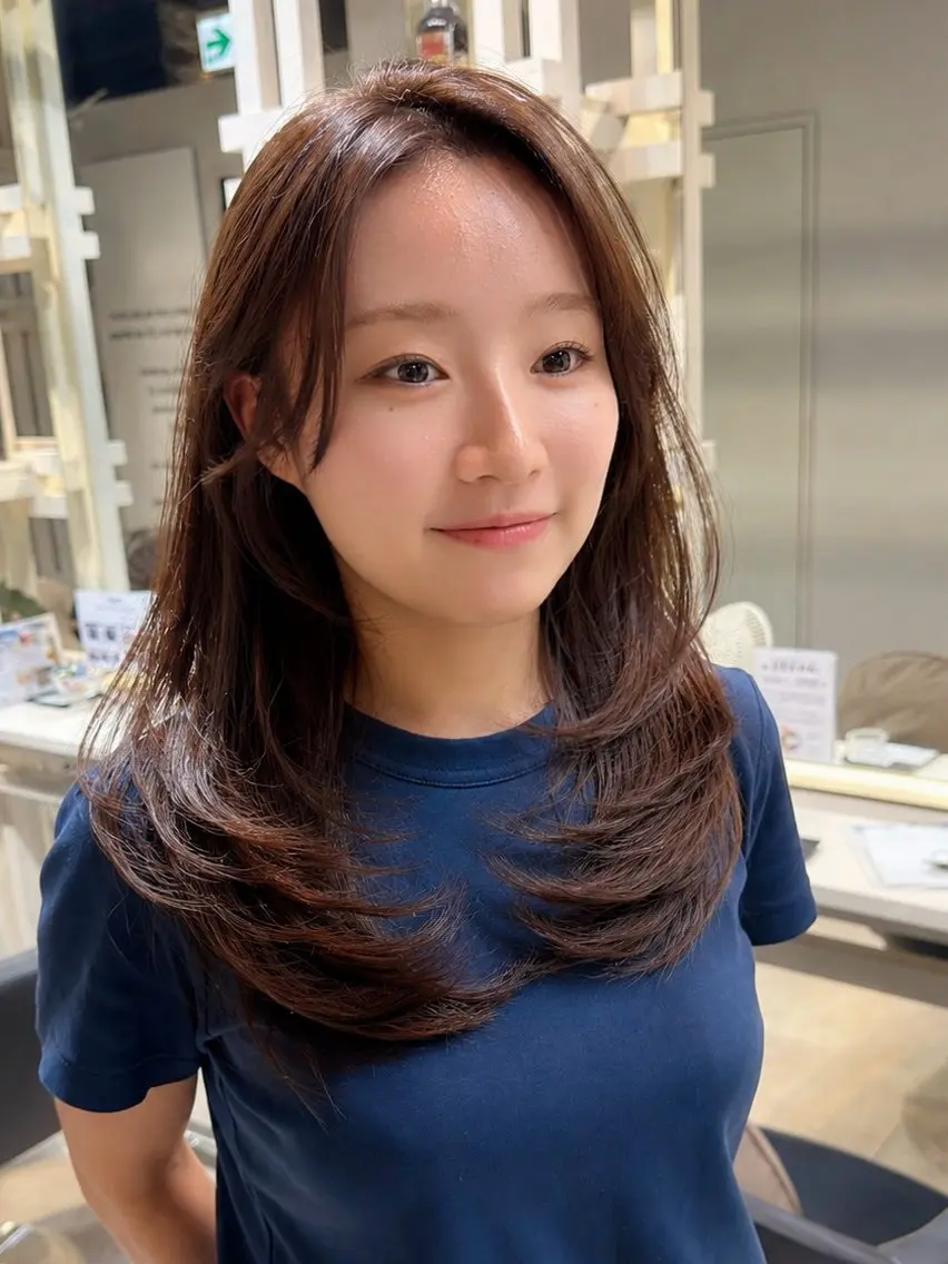 セミロング カット ヘアカラー トリートメント ヘッドスパ 恵比寿韓国レイヤー× 艶透明感カラー大場のヘアスタイル