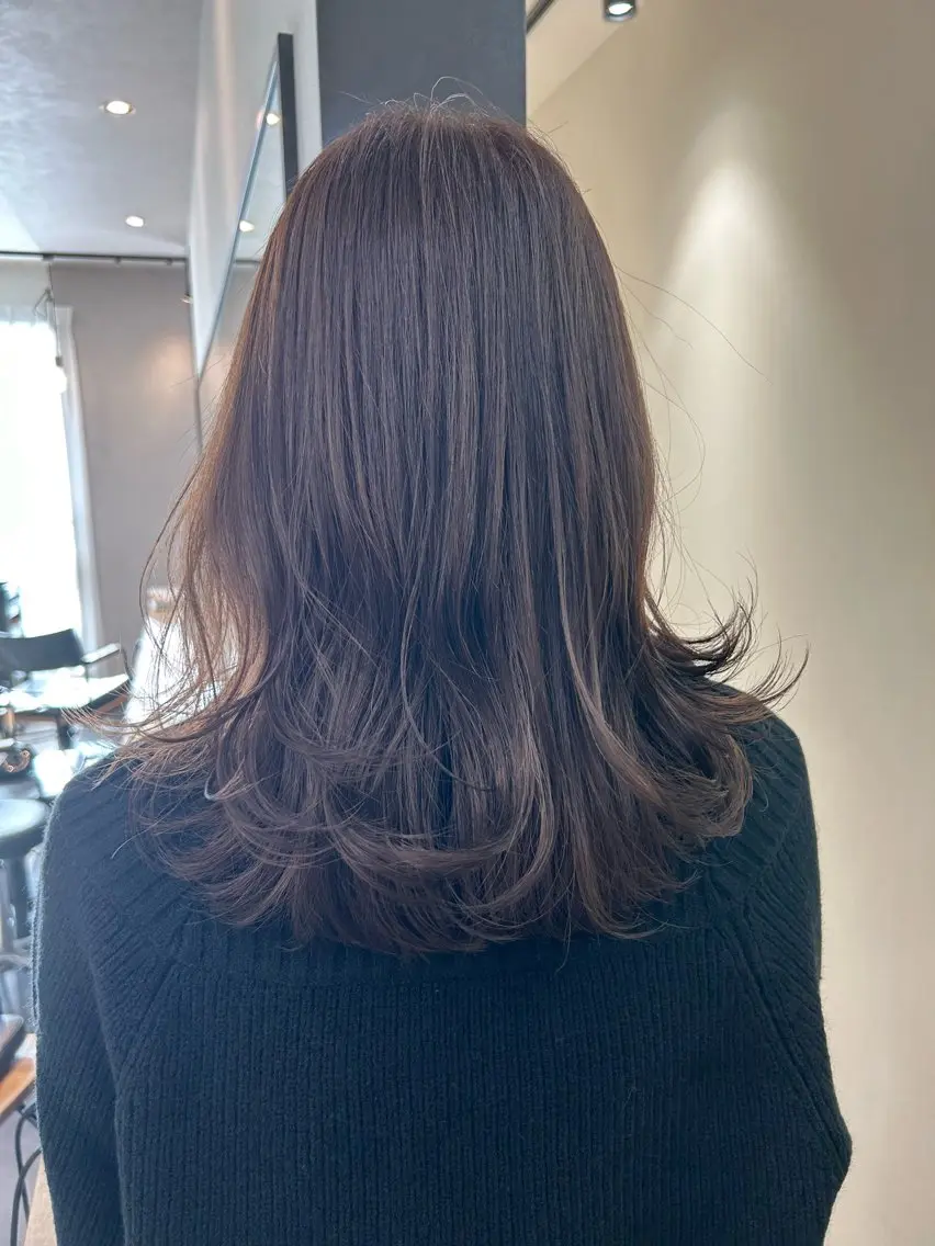 ロング カラー グレージュ ラベンダーカラー ラベンダーグレージュ ラベンダーグレー hubhair レイヤー/透明感のヘアスタイル