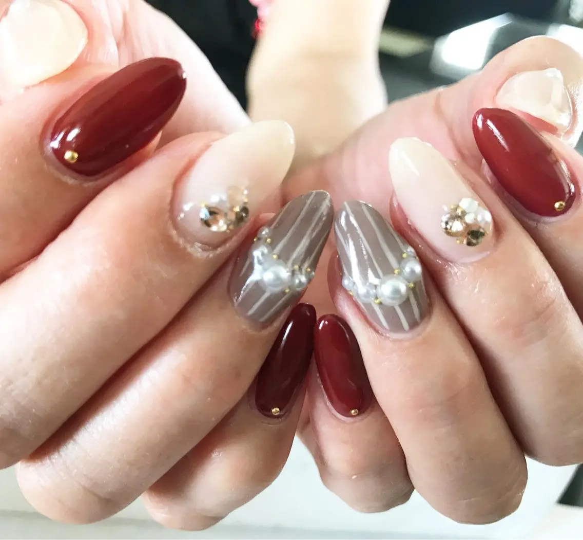 ネイル ボルドー フットネイル シンプルネイル 春ネイル 夏ネイル nail fufla ♡yamane♡のネイルデザイン