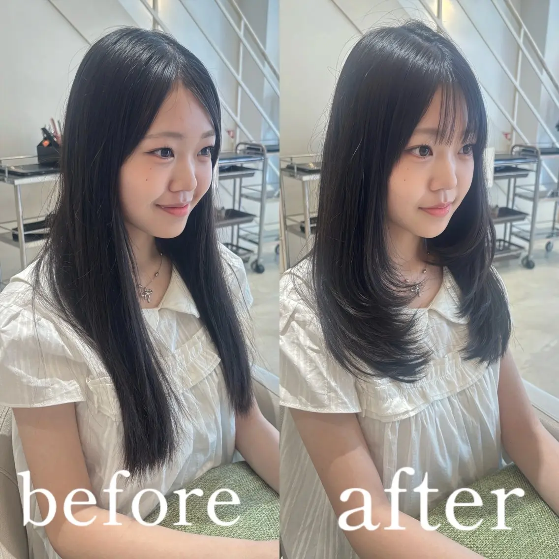 ロング ハイレイヤー レイヤーカット 小顔カット カット レイヤーカット /朝尾愛花のヘアスタイル