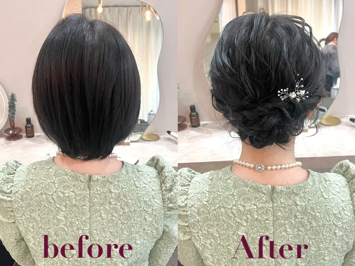 ショート ヘアアレンジ ヘアセット Mila Akariのヘアスタイル