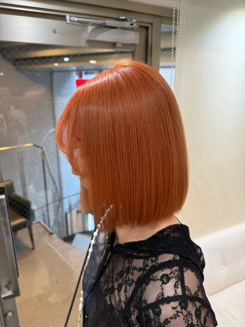 ショート カラー オレンジ ヘアカラー 🌈レイヤーカット/ ハイトーン🌈タクマのヘアスタイル