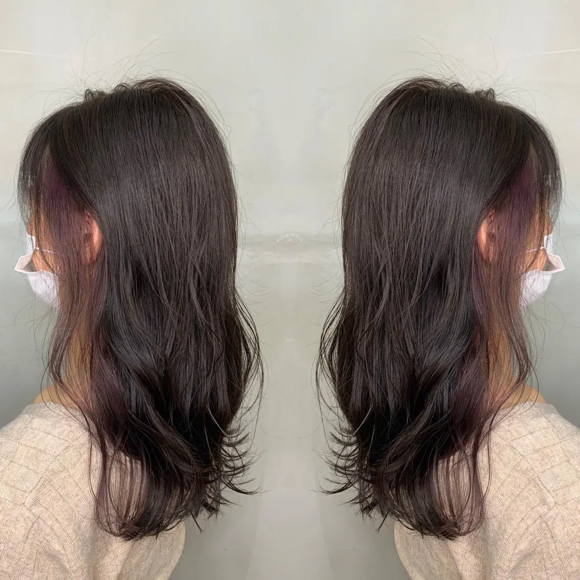 セミロング カラー アッシュ バレイヤージュ ベージュカラー ブロンド ブルーカラー カット ヘアカラー レイヤーカット/ 艶カラー/RYOMAのヘアスタイル