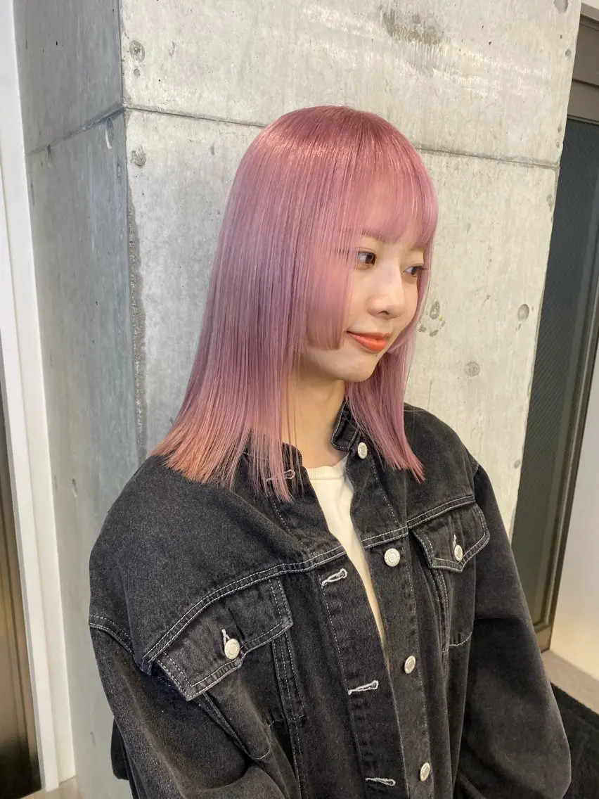 ミディアム カラー ベージュカラー ピンクカラー ピンクベージュ カットモデル募集 /RIOのヘアスタイル