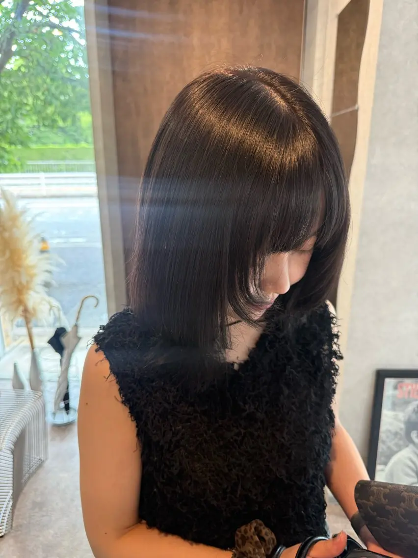 ミディアム ヘアカラー トリートメント qpulaあいみ 透明感カラーのヘアスタイル