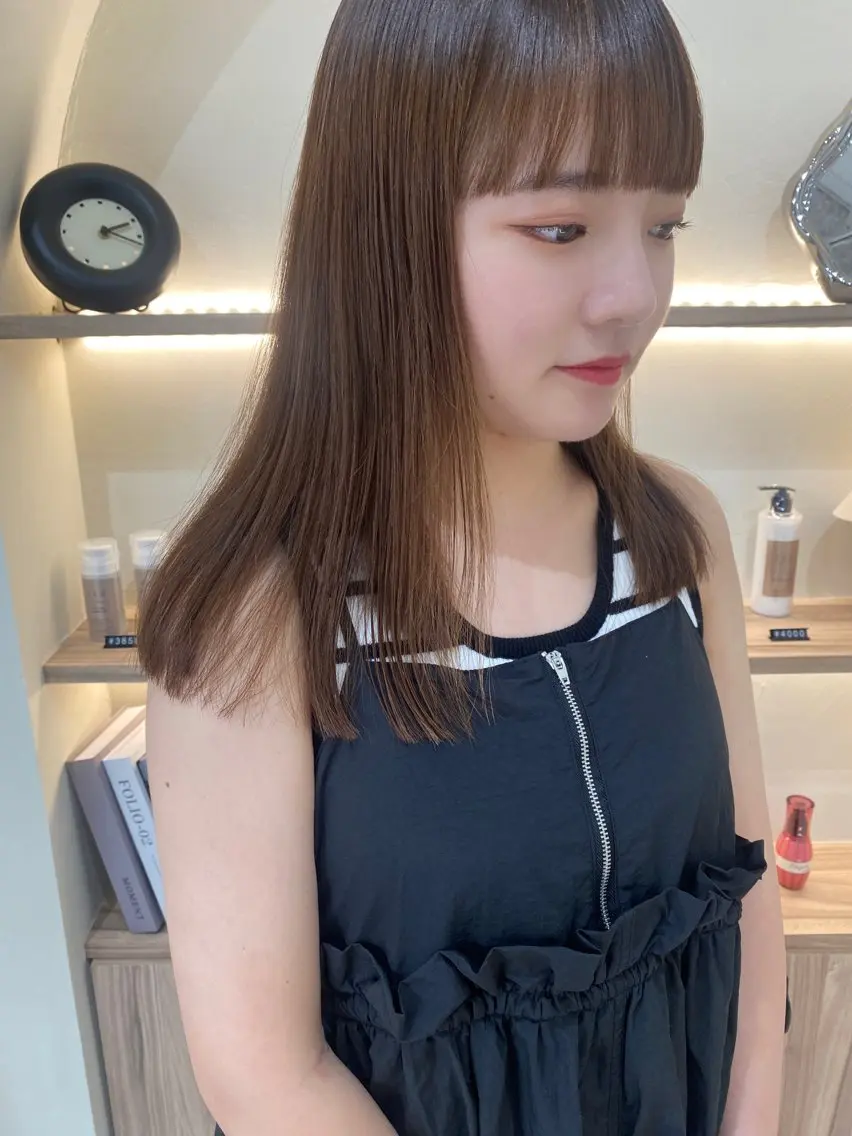 ミディアム パーマ 縮毛矯正 -福岡博多筑紫口- 大津成美のヘアスタイル
