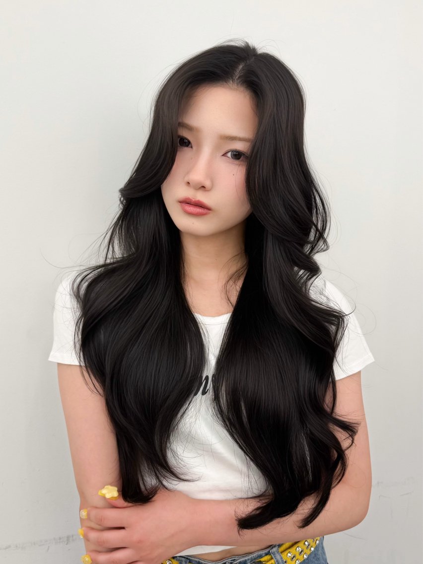 ロング カラー くびれヘア 顔周りカット 韓国風ヘア レイヤーカット 小顔カット カット ヘアカラー トリートメント 韓国ヘア/顔周り ヘアセット/加藤優里のヘアスタイル