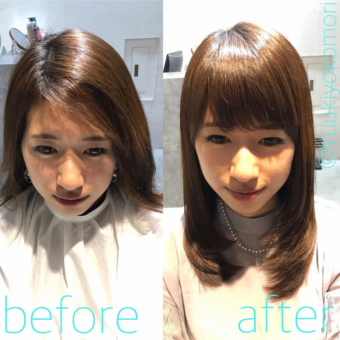 ミディアム 縮毛矯正セミナー講師 ヨコモリユウキのヘアスタイル