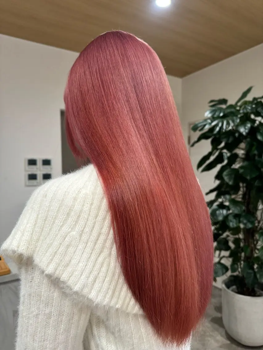 カラー ブリーチ ピンクカラー ma hiのヘアスタイル
