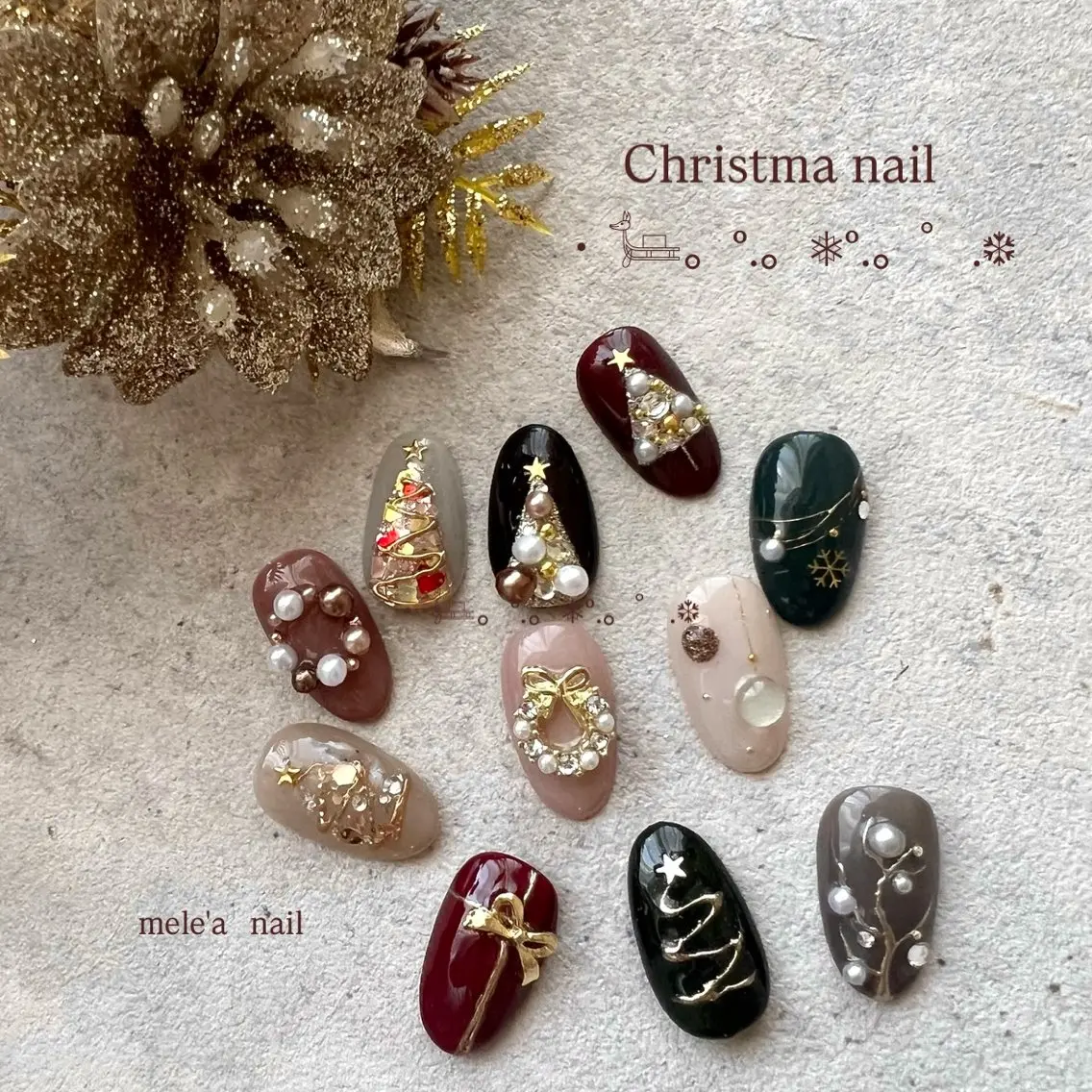 ネイル 冬ネイル クリスマス miho meléanailのネイルデザイン