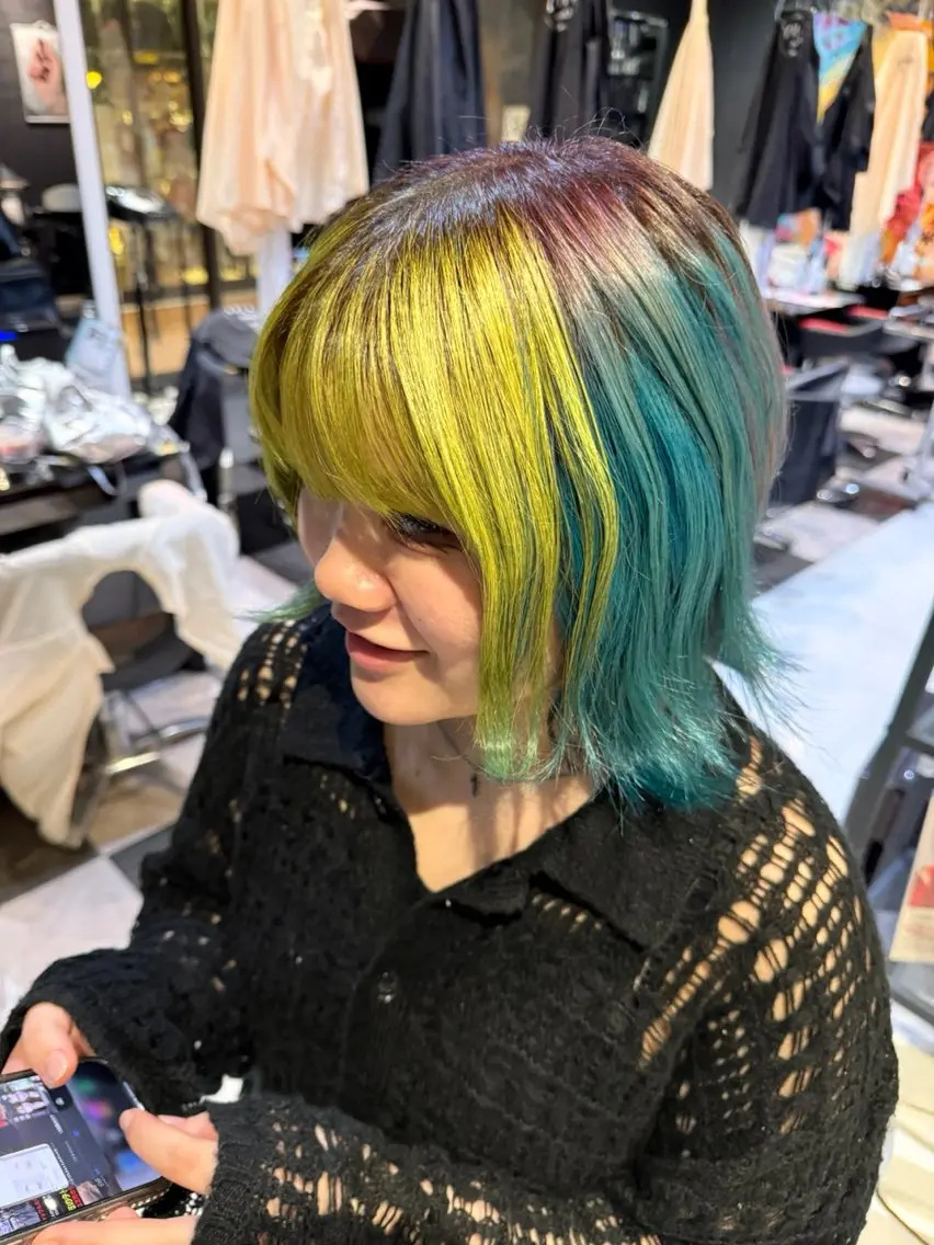 ミディアム カラー デザインカラー カット ヘアカラー デザインカラー/ 推しの配色　肥後のヘアスタイル