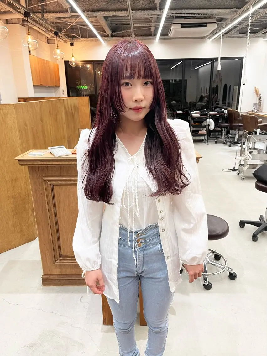 ロング カラー ヘアアレンジ ブリーチ ダブルカラー ブリーチなしカラー 姫カット ena/ブリーチなし 透明感・レイヤー🎀のヘアスタイル