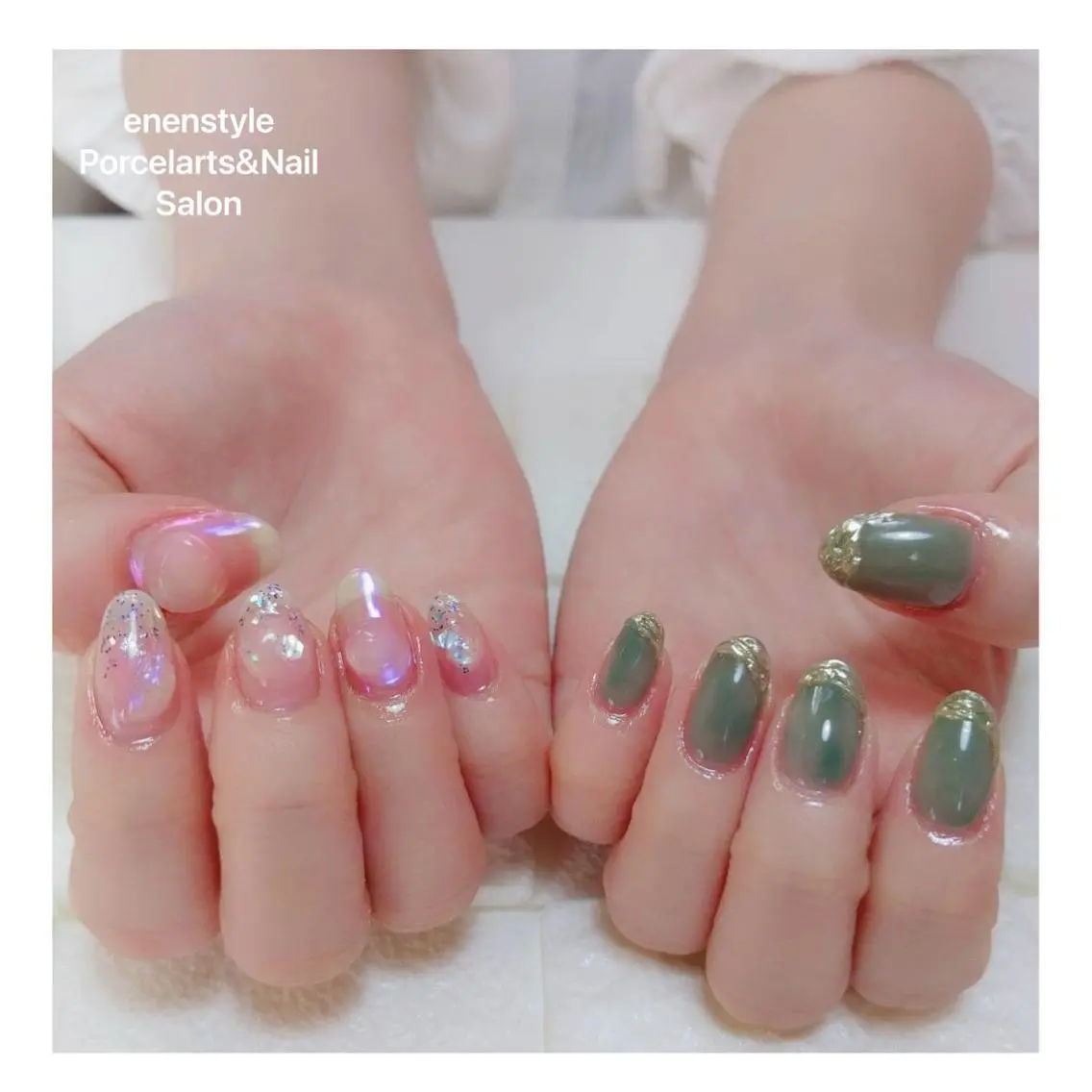 ミディアム ネイル ハンドネイル 🐾enen style 🐾のネイルデザイン