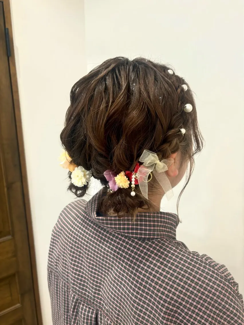 ショート お団子ヘア ショートボブ ボブ ショートヘア ヘアセット ZAZA YUKAのヘアスタイル