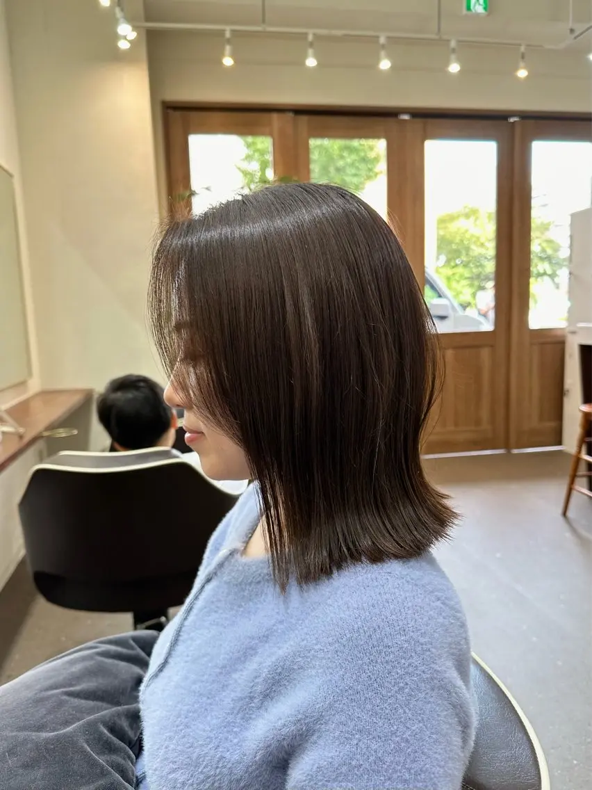 ミディアム ボブ 顔まわりレイヤー 顔周りカット レイヤーカット 鈴木 雅人のヘアスタイル