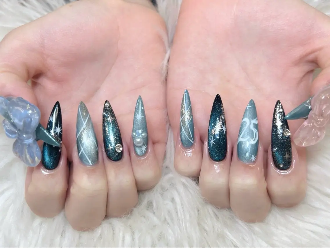 ネイル チークネイル 長さ出し フラッシュネイル ハート キラキラネイル ハンドネイル Kei Nailのネイルデザイン