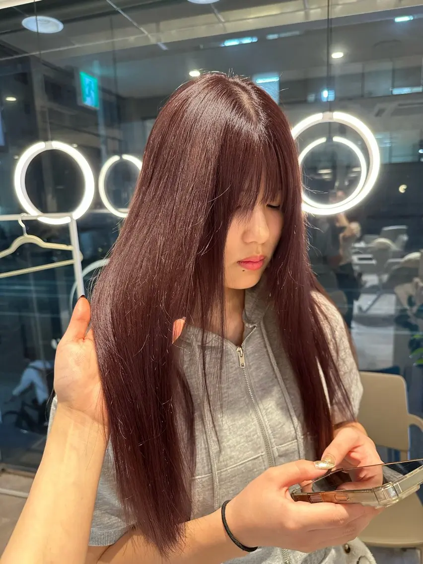 ロング カラー 透明感カラー ピンクカラー カット ヘアカラー miyu ♡のヘアスタイル