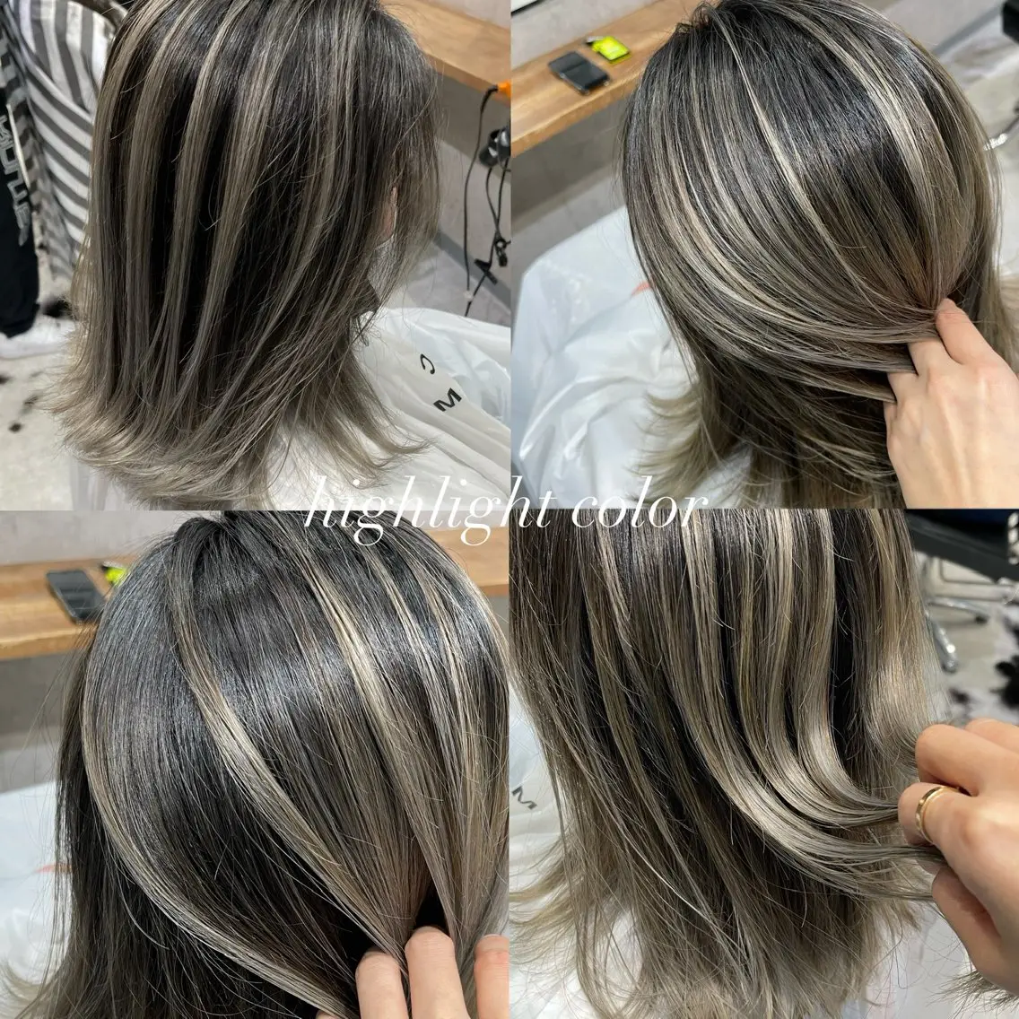 ミディアム カラー ハイライトカラー ハイライト ヘアカラー 松井那津子 /ハイライトブリーチのヘアスタイル