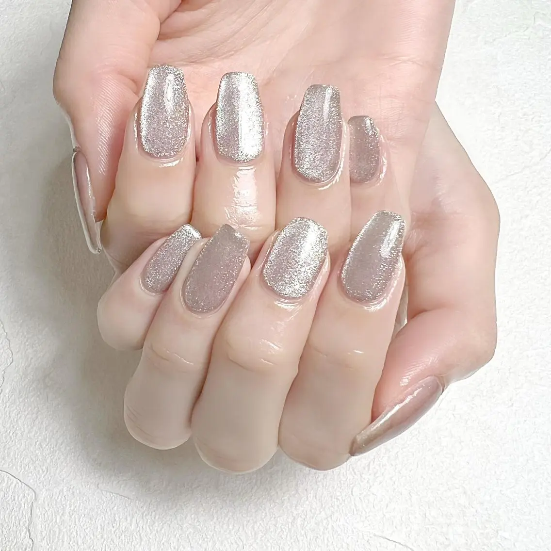 ネイル ジェルネイル キラキラネイル マグネットネイル ワンカラーネイル ピンク rouse nail RISATOのネイルデザイン