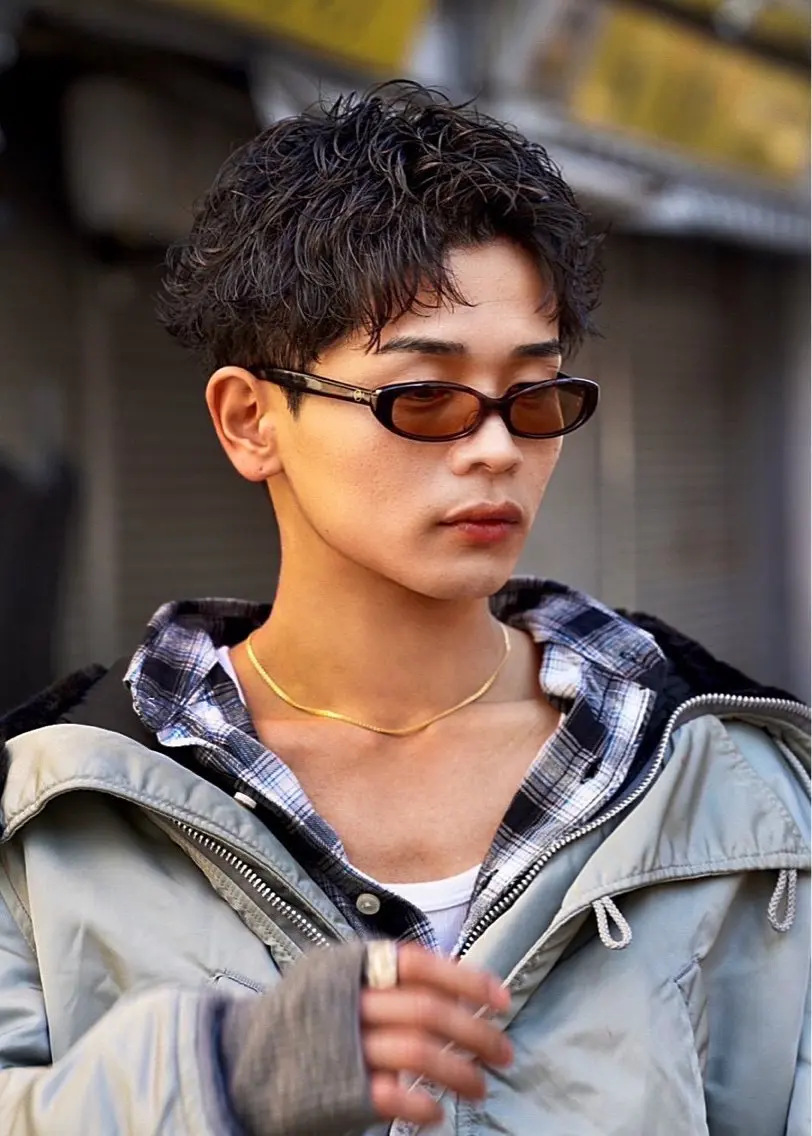 ショート カラー パーマ メンズ特化／ツイスパ ／波巻き／松本真生のヘアスタイル