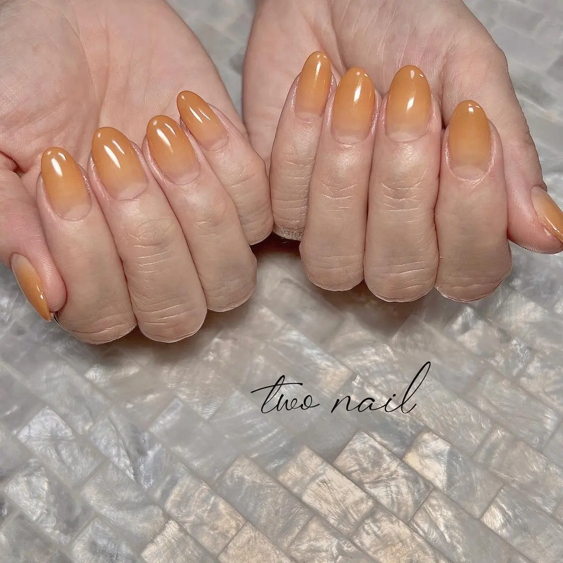 ネイル アートネイル ブラウン フットネイル ハート ニュアンスネイル ハンドネイル two nailのネイルデザイン