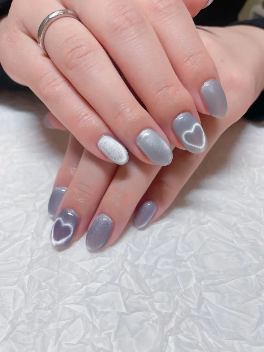 ネイル ハート マグネットネイル ハンドネイル ハンドケア ゆ か_Nails💫のネイルデザイン