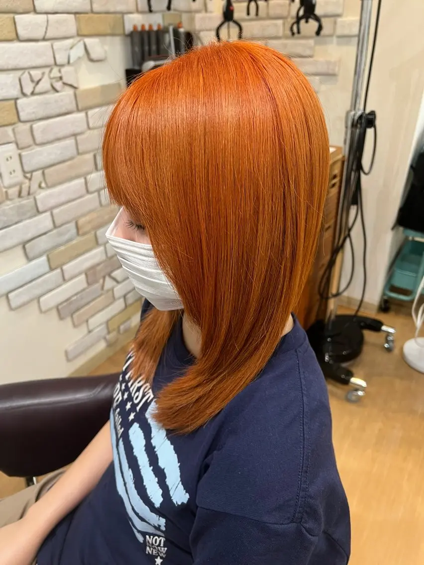 ミディアム カラー オレンジ トリートメント ヘアカラー reco / ユメカのヘアスタイル