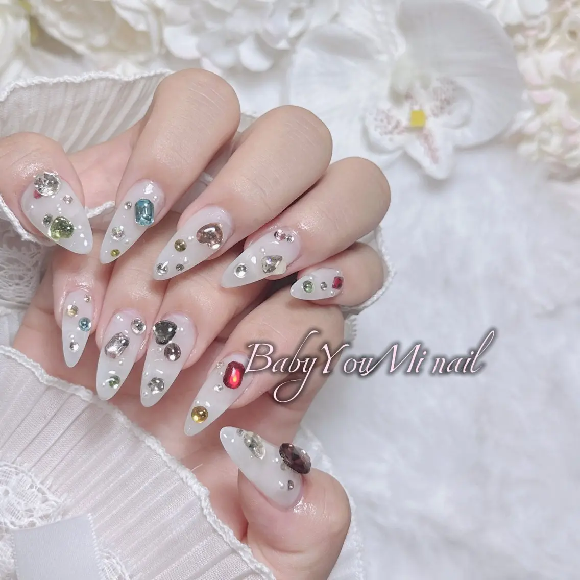 ネイル オーロラネイル チークネイル 成人式 フットネイル フレンチネイル ハンドネイル BabyYouMi nailのネイルデザイン