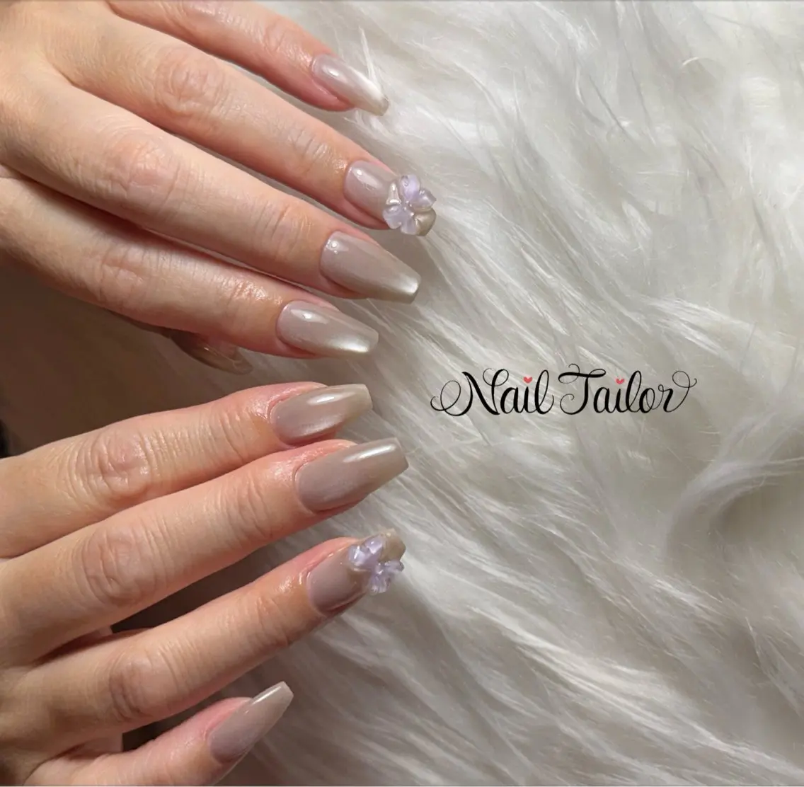 ネイル マグネットネイル オフィスネイル リボン ハンドネイル NailTailor ネイルテイラーのネイルデザイン
