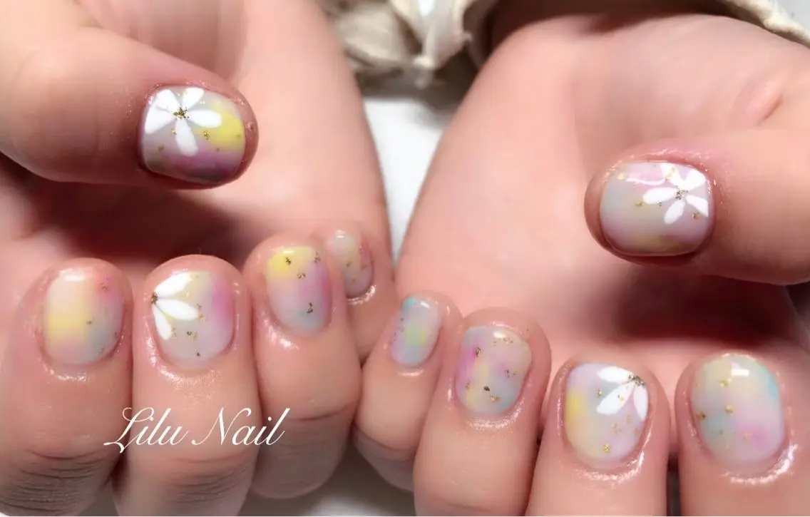 ネイル アートネイル フラワーネイル モチの良さ◉ フィルインネイル♡のネイルデザイン