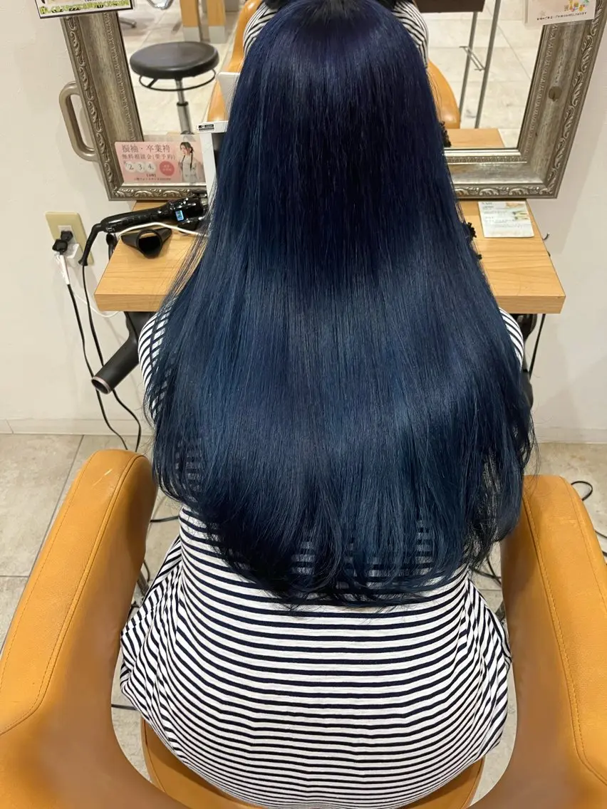 カラー ブリーチ ダブルカラー ネイビーカラー ラブーケ中川中島店 クラタチカコのヘアスタイル