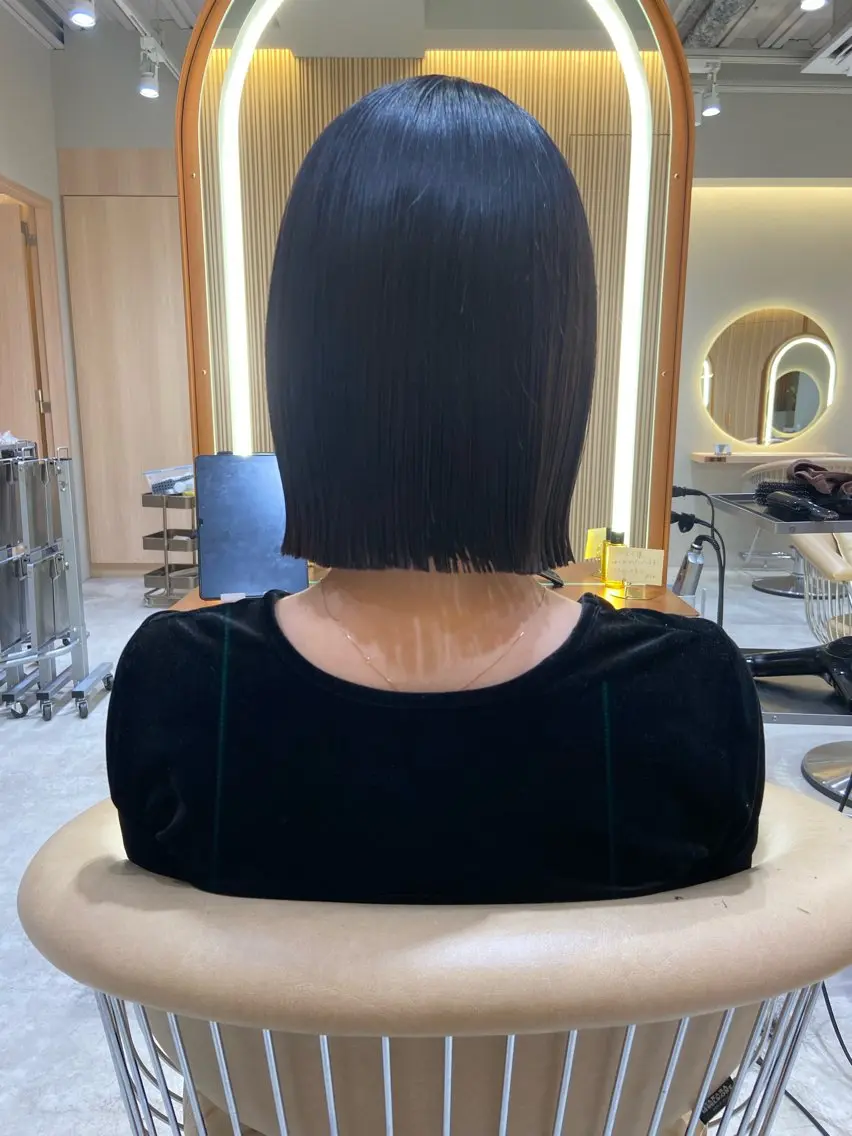 ショート ボブ 縮毛矯正 期間限定モデル募集! 平尾高宮／谷口楓佳のヘアスタイル