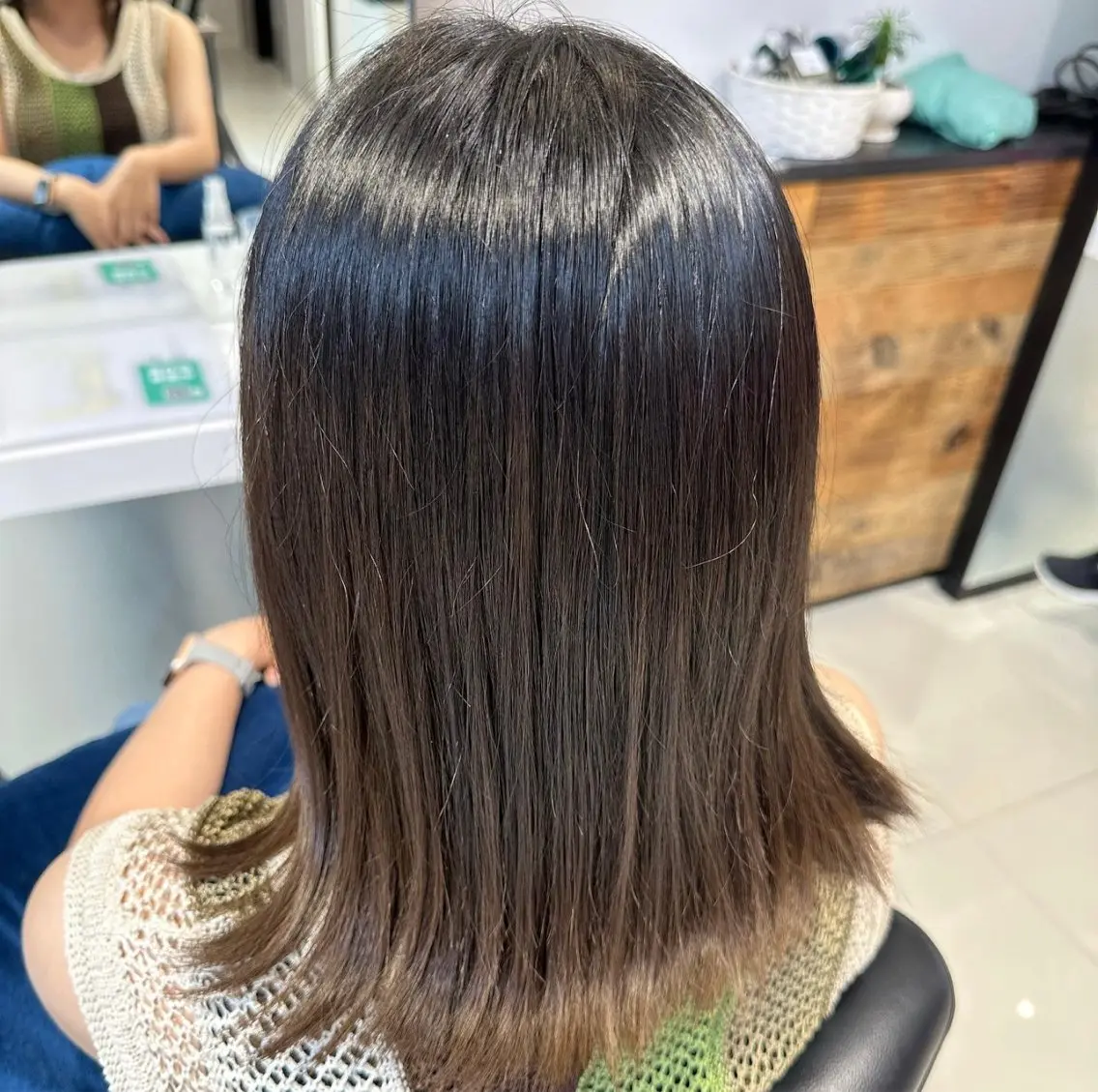 ミディアム 縮毛矯正／ダブル カラー／はづき☘️のヘアスタイル