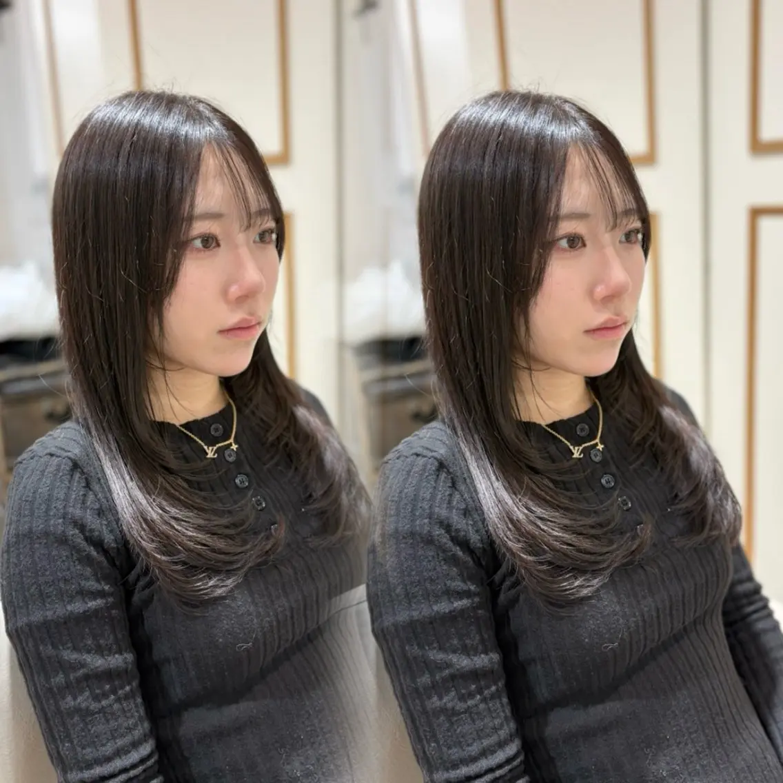 ロング 顔まわりレイヤー 顔周りカット レイヤーカット カット Kurumi 🩰カットモデル募集のヘアスタイル