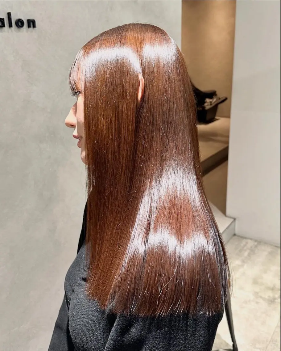 ロング カラー パーマ ヘアアレンジ 髪質改善 縮毛矯正 トリートメント ストレートパーマ 縮毛矯正/髪質改善/ ブリーチ毛/木元渓太のヘアスタイル