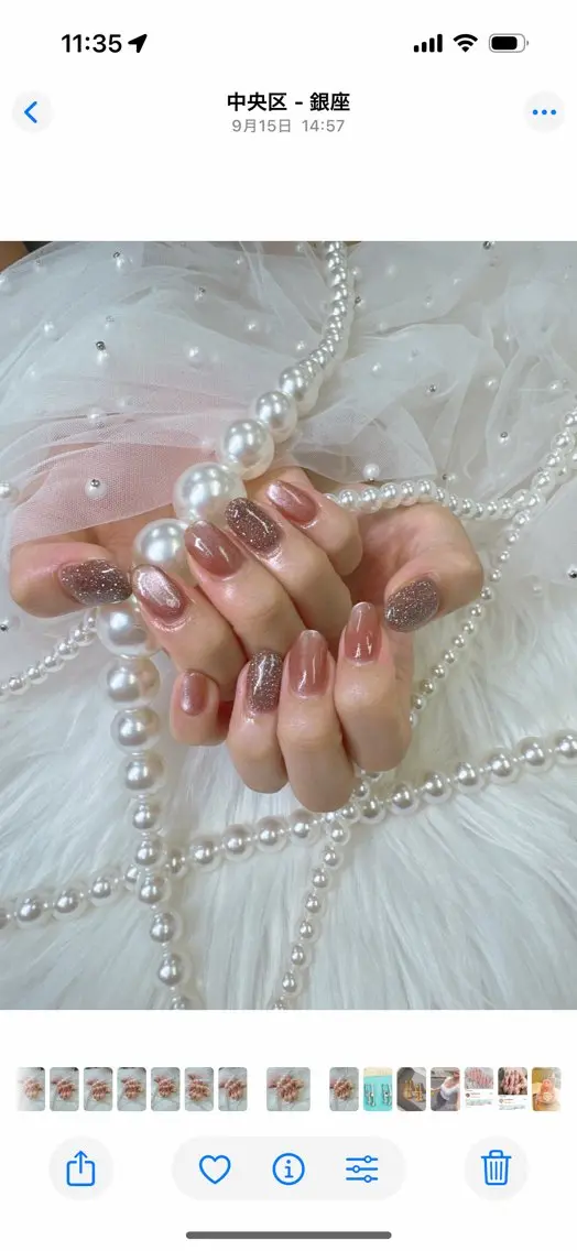 ネイル 長さ出し ジェルネイル ガーリー マグネットネイル パラジェル ハンドネイル Queeens nailのネイルデザイン