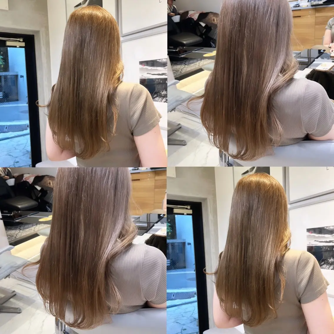 ロング カラー ベージュカラー ブラウンカラー ブラウンベージュ ダブルカラー ハイトーンカラー ヘアカラー トリートメント ヘッドスパ ヘアセット カジュアルを女っぽく 𝗮𝘆𝗮𝗰𝗼のヘアスタイル